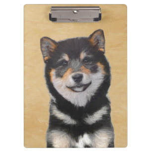 Shiba Inu (zwart en tan) schilderen - hond Art Klembord