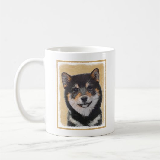 Shiba Inu (zwart en tan) schilderen - hond Art Koffiemok (Links)