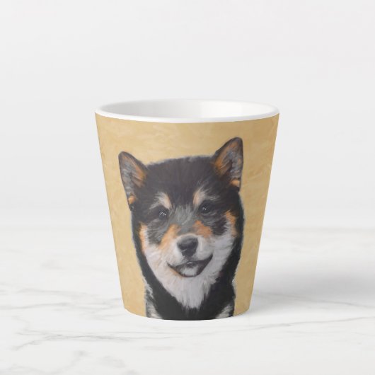 Shiba Inu (zwart en tan) schilderen - hond Art Latte Mok (Voorkant)