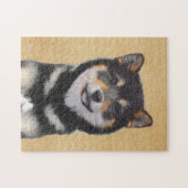Shiba Inu (zwart en tan) schilderen - hond Art Legpuzzel (Horizontaal)