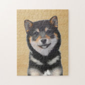 Shiba Inu (zwart en tan) schilderen - hond Art Legpuzzel (Verticaal)