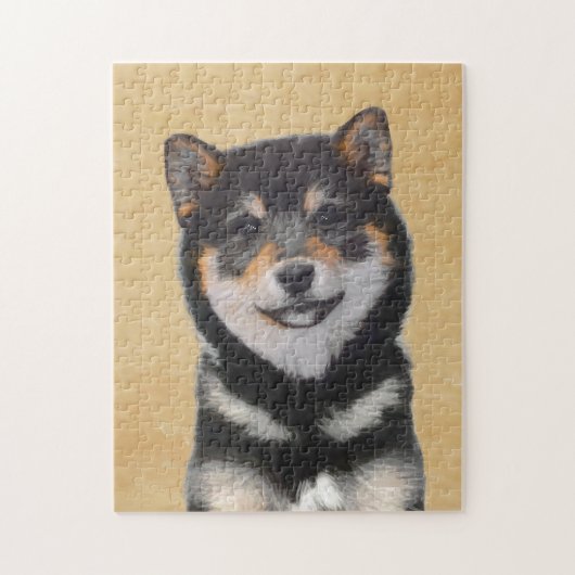 Shiba Inu (zwart en tan) schilderen - hond Art Legpuzzel (Verticaal)