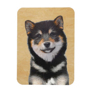 Shiba Inu (zwart en tan) schilderen - hond Art Magneet