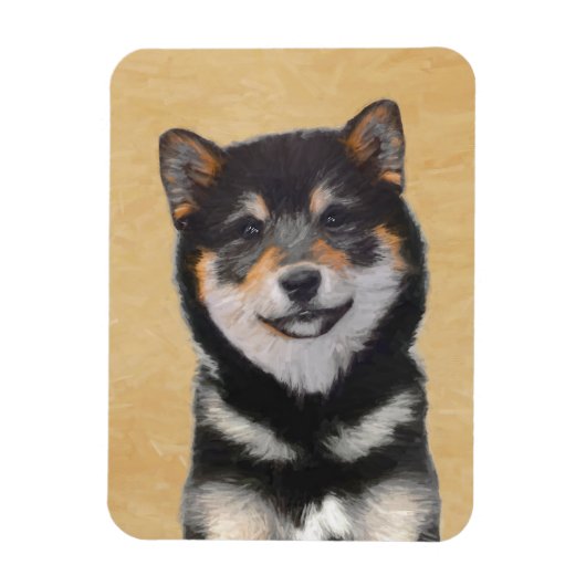 Shiba Inu (zwart en tan) schilderen - hond Art Magneet (Verticaal)