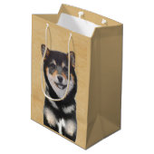 Shiba Inu (zwart en tan) schilderen - hond Art Medium Cadeauzakje (Achterkant Gekanteld)