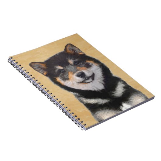 Shiba Inu (zwart en tan) schilderen - hond Art Notitieboek (Rechterzijde)
