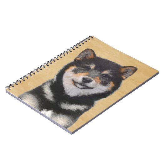 Shiba Inu (zwart en tan) schilderen - hond Art Notitieboek (Linkerzijde)