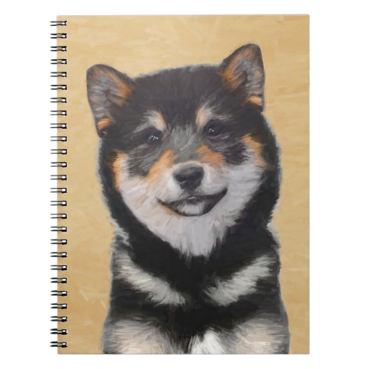 Shiba Inu (zwart en tan) schilderen - hond Art Notitieboek (Voorkant)