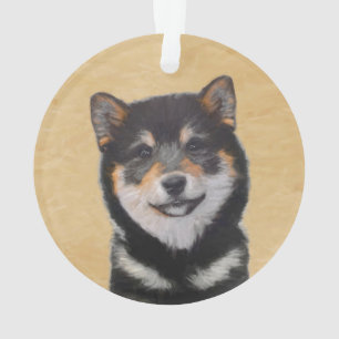 Shiba Inu (zwart en tan) schilderen - hond Art Ornament