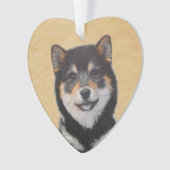 Shiba Inu (zwart en tan) schilderen - hond Art Ornament (voorkant)
