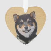 Shiba Inu (zwart en tan) schilderen - hond Art Ornament (voorkant)
