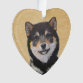 Shiba Inu (zwart en tan) schilderen - hond Art Ornament (voorkant)