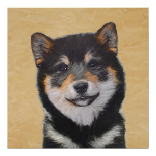 Shiba Inu (zwart en tan) schilderen - hond Art Perfect Poster