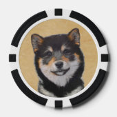 Shiba Inu (zwart en tan) schilderen - hond Art Poker Chips (Voorkant)