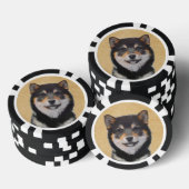 Shiba Inu (zwart en tan) schilderen - hond Art Poker Chips (Opstapeling)