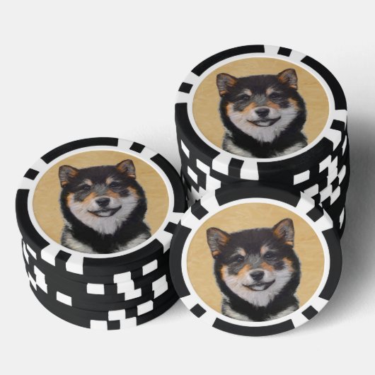 Shiba Inu (zwart en tan) schilderen - hond Art Poker Chips (Opstapeling)