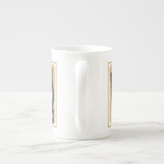 Shiba Inu (zwart en tan) schilderen - hond Art Porselein Kop (Achterkant)