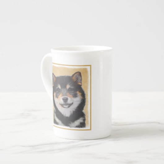 Shiba Inu (zwart en tan) schilderen - hond Art Porselein Kop (Links)