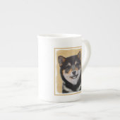 Shiba Inu (zwart en tan) schilderen - hond Art Porselein Kop (Voorkant rechts)