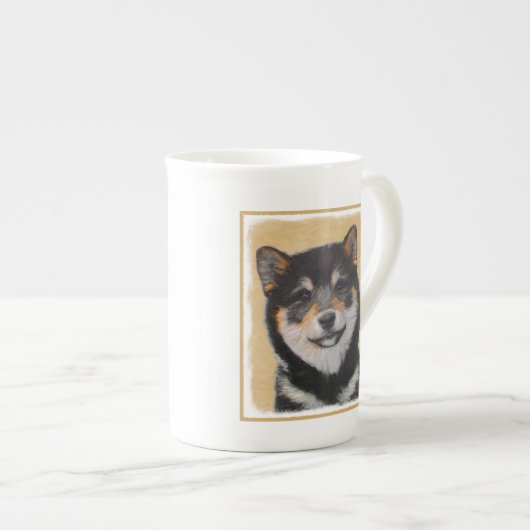 Shiba Inu (zwart en tan) schilderen - hond Art Porselein Kop (Voorkant rechts)