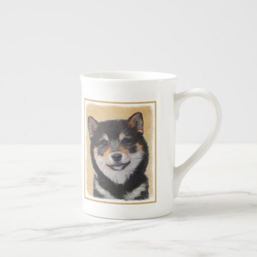Shiba Inu (zwart en tan) schilderen - hond Art Porselein Kop (Rechts)