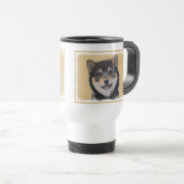 Shiba Inu (zwart en tan) schilderen - hond Art Reisbeker (Voorkant rechts)