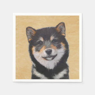 Shiba Inu (zwart en tan) schilderen - hond Art Servet