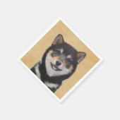 Shiba Inu (zwart en tan) schilderen - hond Art Servet (Hoek)