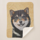 Shiba Inu (zwart en tan) schilderen - hond Art Sherpa Deken (Voorkant)