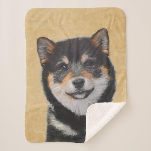 Shiba Inu (zwart en tan) schilderen - hond Art Sherpa Deken (Voorkant)