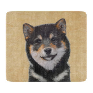 Shiba Inu (zwart en tan) schilderen - hond Art Snijplank