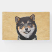 Shiba Inu (zwart en tan) schilderen - hond Art Spandoek (Horizontaal)