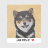 Shiba Inu (zwart en tan) schilderen - hond Art Sticker (Vel)