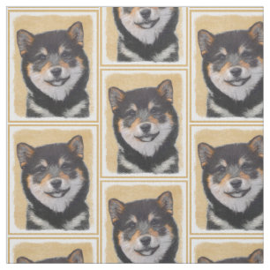 Shiba Inu (zwart en tan) schilderen - hond Art Stof