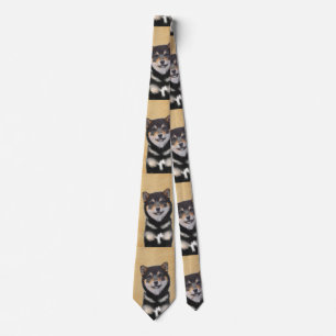 Shiba Inu (zwart en tan) schilderen - hond Art Stropdas