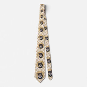 Shiba Inu (zwart en tan) schilderen - hond Art Stropdas