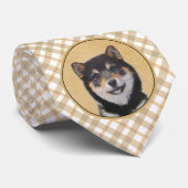 Shiba Inu (zwart en tan) schilderen - hond Art Stropdas (Opgerold)