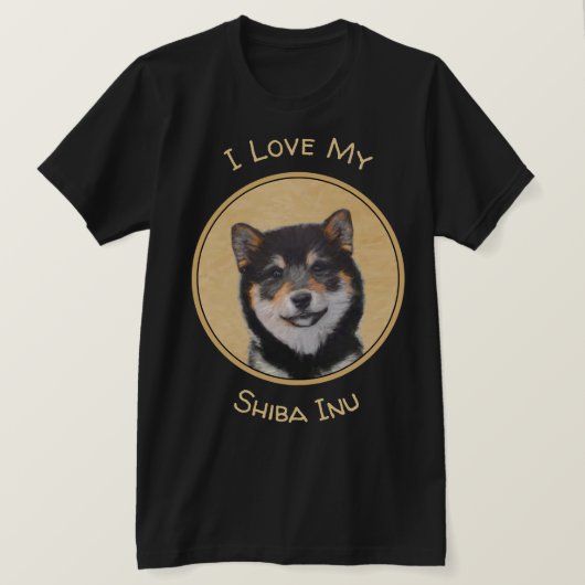 Shiba Inu (zwart en tan) schilderen - hond Art T-shirt (Design voorkant)