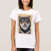 Shiba Inu (zwart en tan) schilderen - hond Art T-shirt (Voorkant)