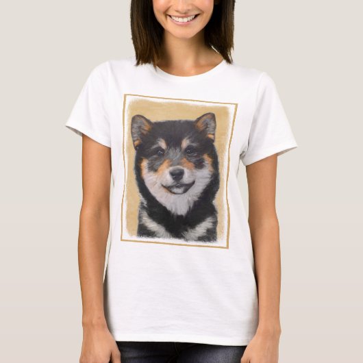 Shiba Inu (zwart en tan) schilderen - hond Art T-shirt (Voorkant)