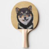 Shiba Inu (zwart en tan) schilderen - hond Art Tafeltennisbatje (Achterkant)
