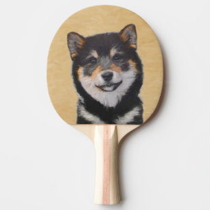 Shiba Inu (zwart en tan) schilderen - hond Art Tafeltennisbatje