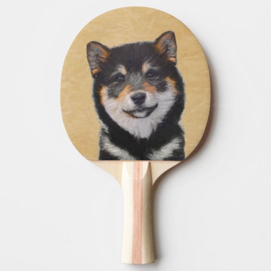 Shiba Inu (zwart en tan) schilderen - hond Art Tafeltennisbatje (Voorkant)