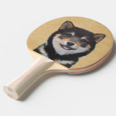 Shiba Inu (zwart en tan) schilderen - hond Art Tafeltennisbatje (Voorkant Gekanteld)