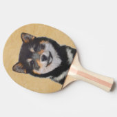 Shiba Inu (zwart en tan) schilderen - hond Art Tafeltennisbatje (Zijkant)