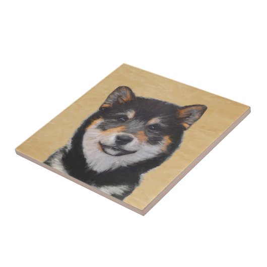 Shiba Inu (zwart en tan) schilderen - hond Art Tegeltje (Zijkant)