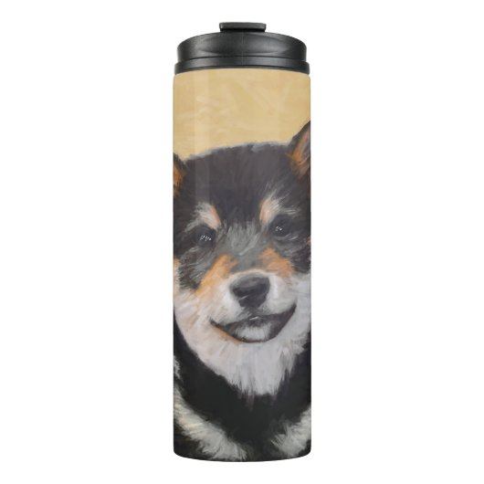 Shiba Inu (zwart en tan) schilderen - hond Art Thermosbeker (Voorkant)