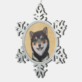 Shiba Inu (zwart en tan) schilderen - hond Art Tin Sneeuwvlok Ornament (Rechts)