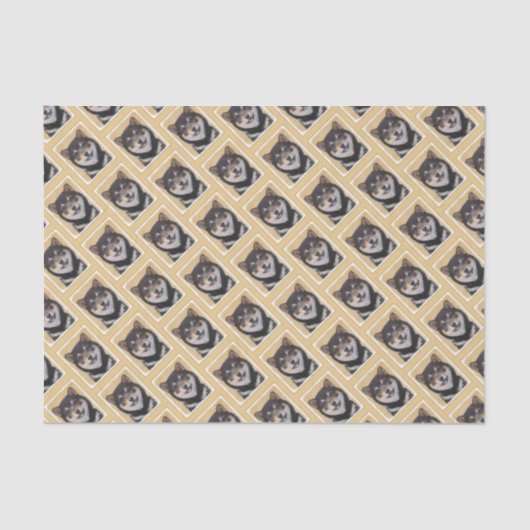 Shiba Inu (zwart en tan) schilderen - hond Art Tissuepapier (Voorkant)