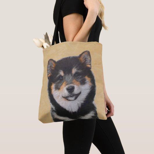 Shiba Inu (zwart en tan) schilderen - hond Art Tote Bag (Dichtbij)